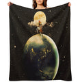 Cowboy In Space Plush Throw Blanket