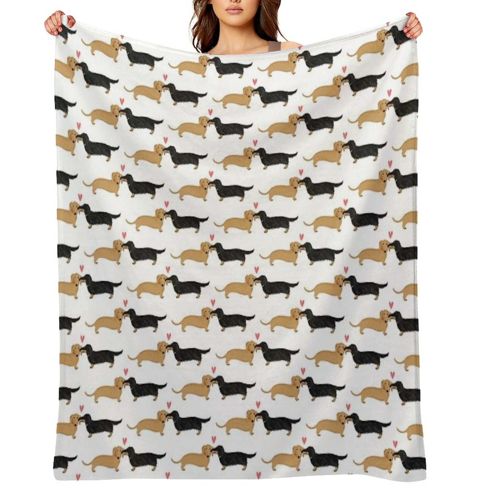 Dachshunds Love Dogs with Heart Cute Wiener Dogs All-season Throw Blanket