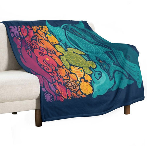 Aquatic Spectrum Quick-dry Throw Blanket