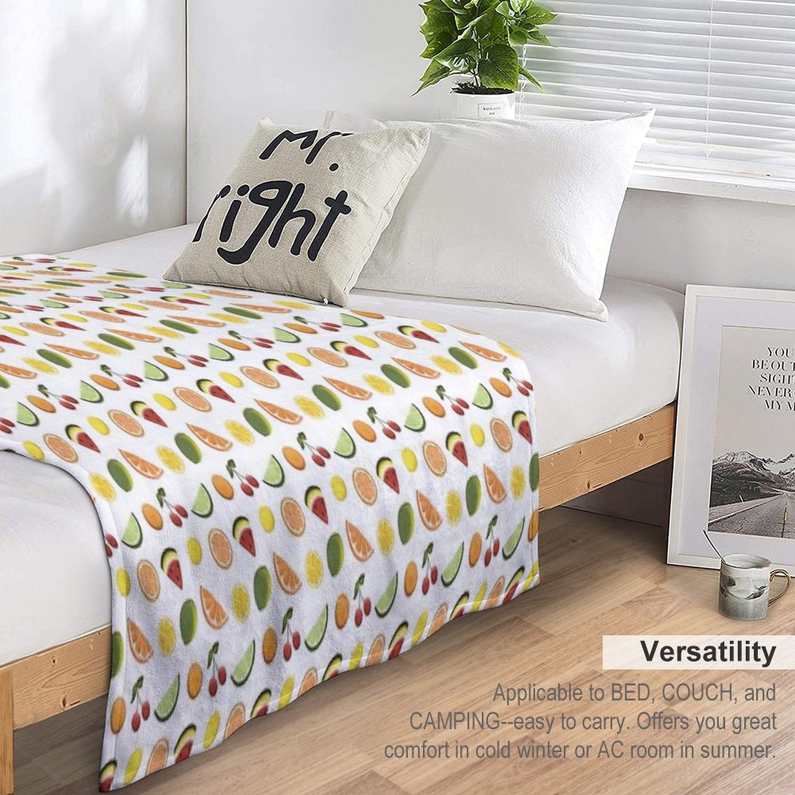 Fresh Fruit, Hand Drawn Fruit, Summer Fruit, Fruit All over Print Comfort Throw Blanket