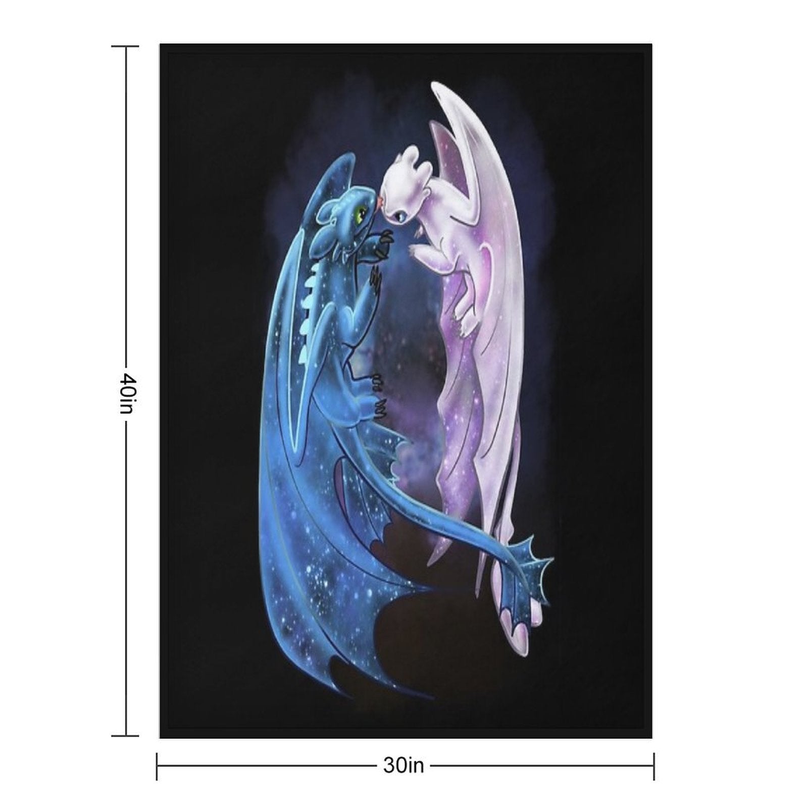 Dragon Heart - Starry Dragons - Toothless And Light Fury Compact Throw Blanket