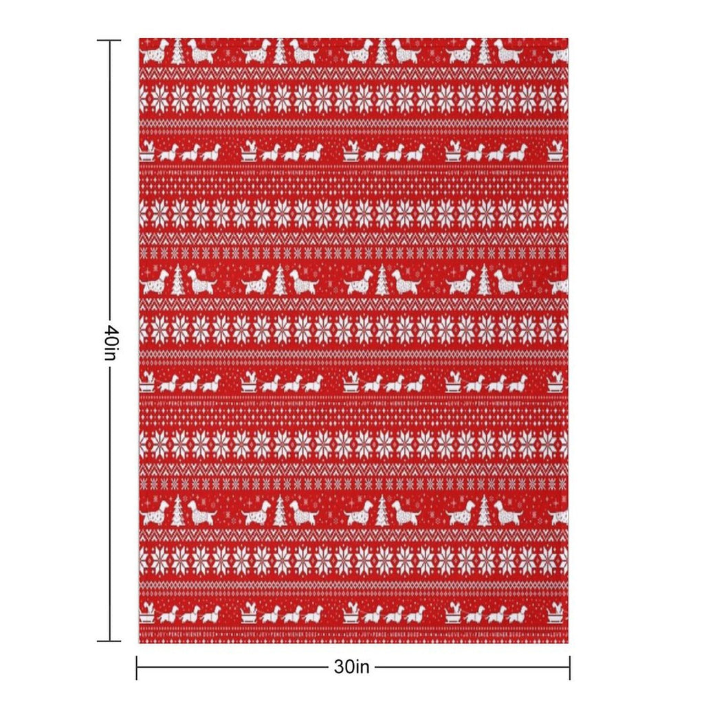 Dachshunds Christmas Sweater Pattern Travel-friendly Throw Blanket