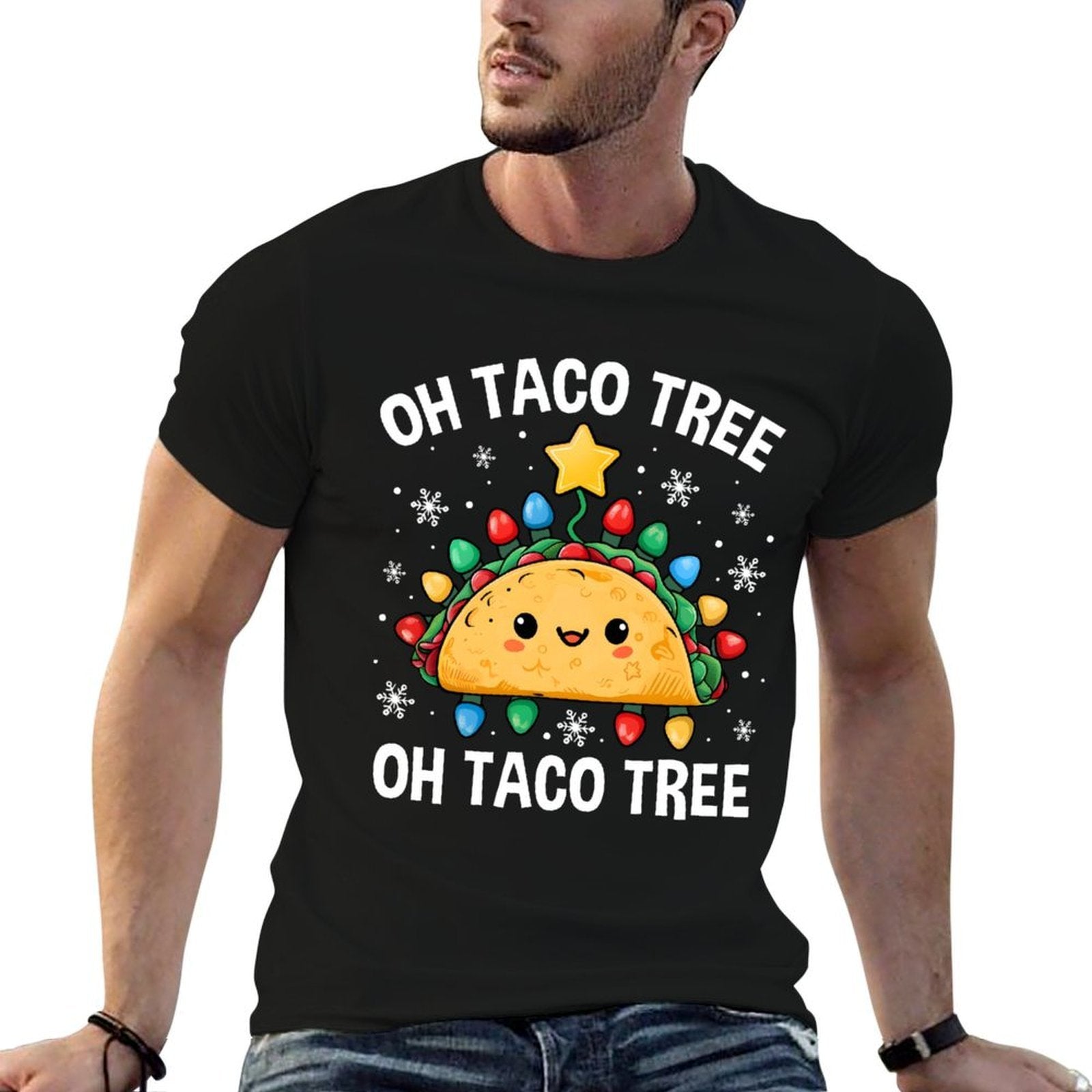 Christmas Oh Taco Tree Xmas Mexican Food Men Women Boys Kids  Summer-ready Fabric T-Shirt
