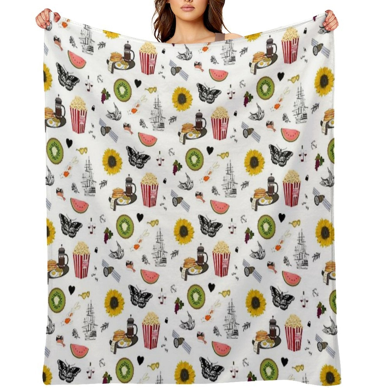Harry Styles Song Illustration Collage Compact Throw Blanket