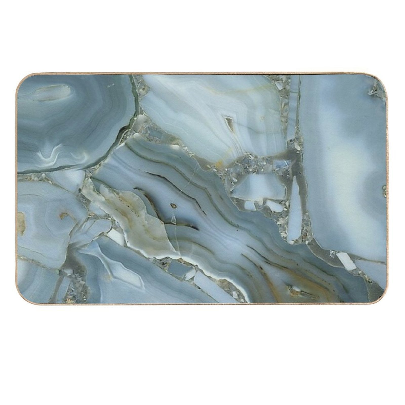 Preppy Minimalist Grey Slate Blue Marble  Easy Maintenance Bath Mat