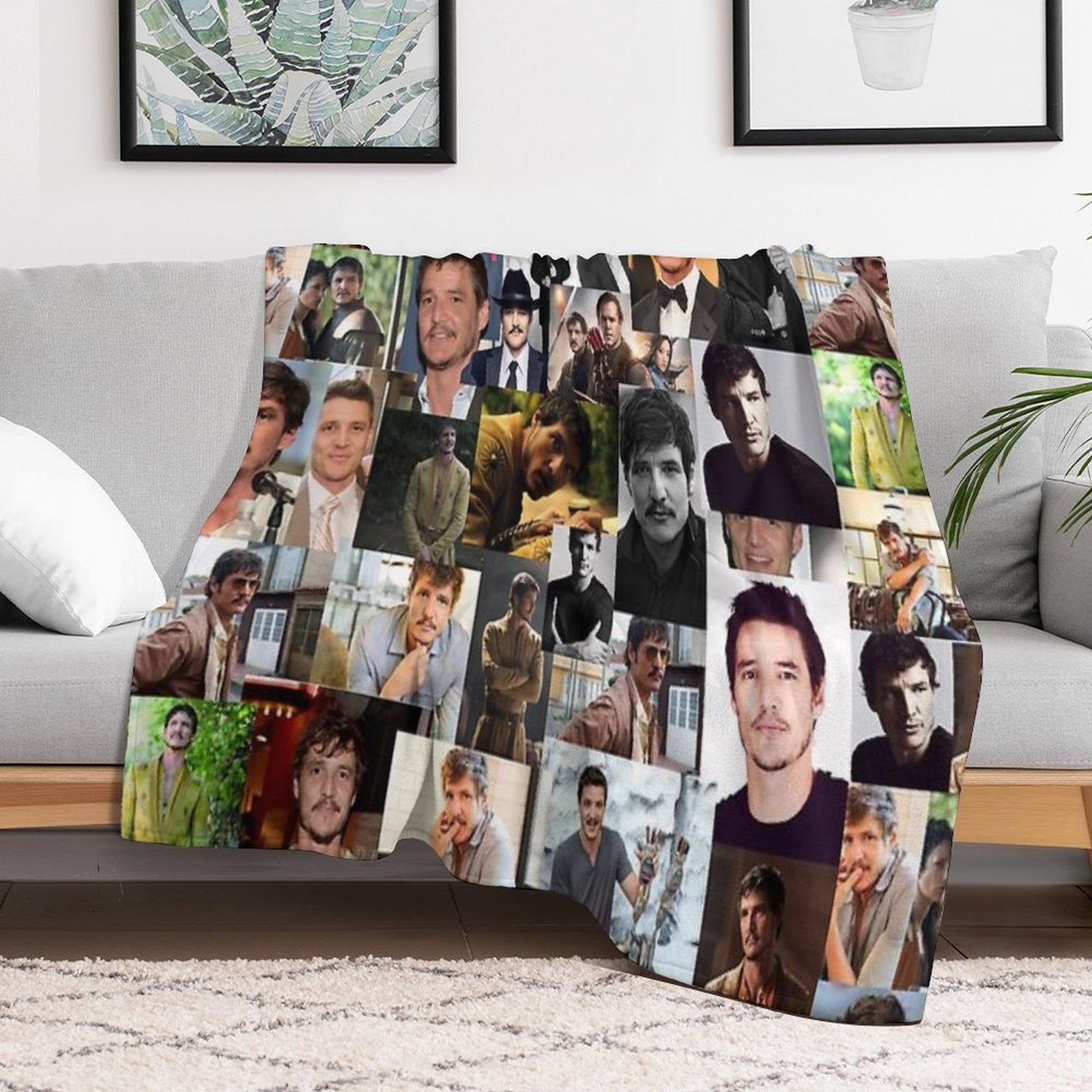 Pedro Pascal Abstract Seamless Collage Travel-friendly Throw Blanket