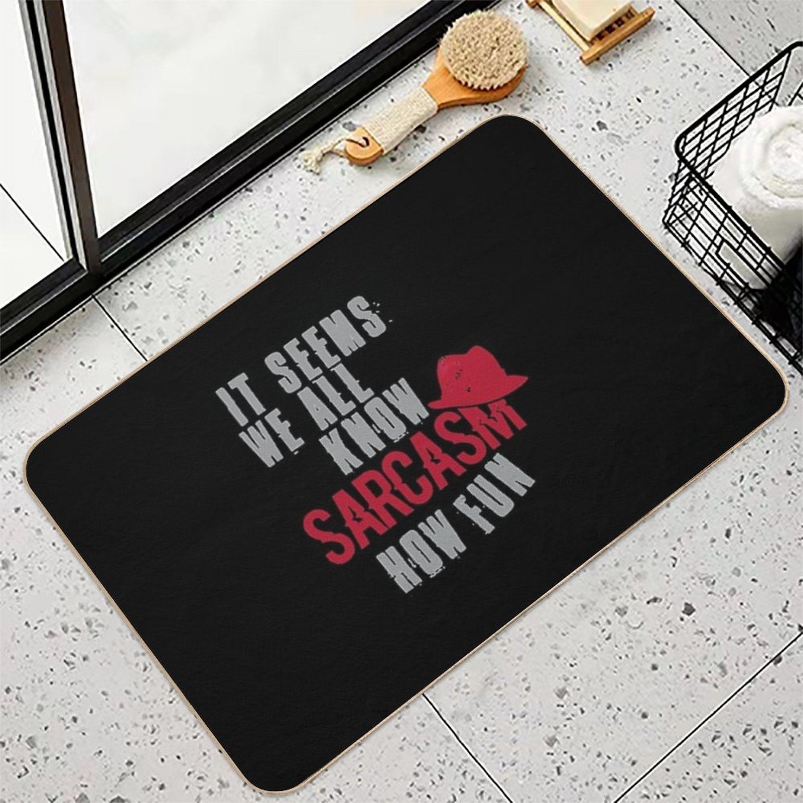Quote And Red Hat  Anti-Trip Bath Mat