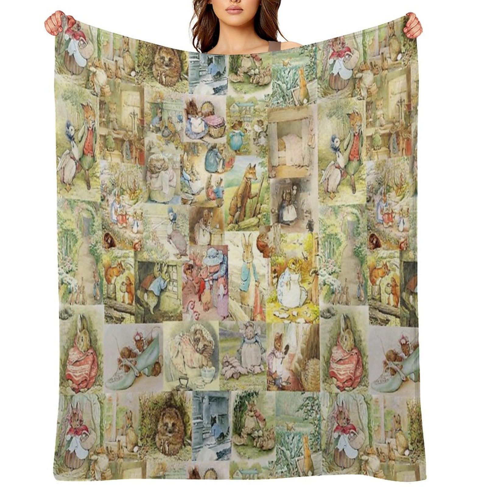 Beatrix Potter Collage Versatility Throw Blanket
