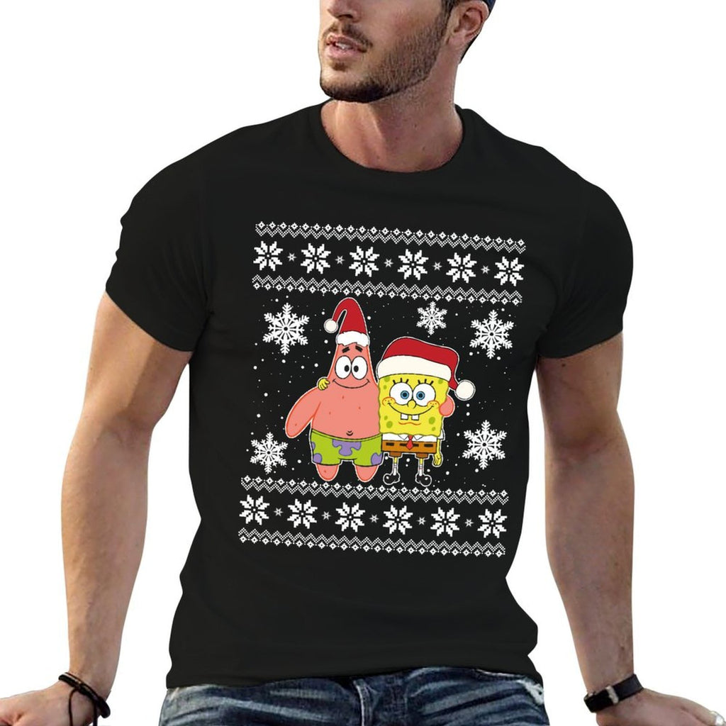 Mademark X SpongeBob SquarePants - Spongebob And Patrick Best Friends Holiday Christmas Graphic  Stretchy T-Shirt