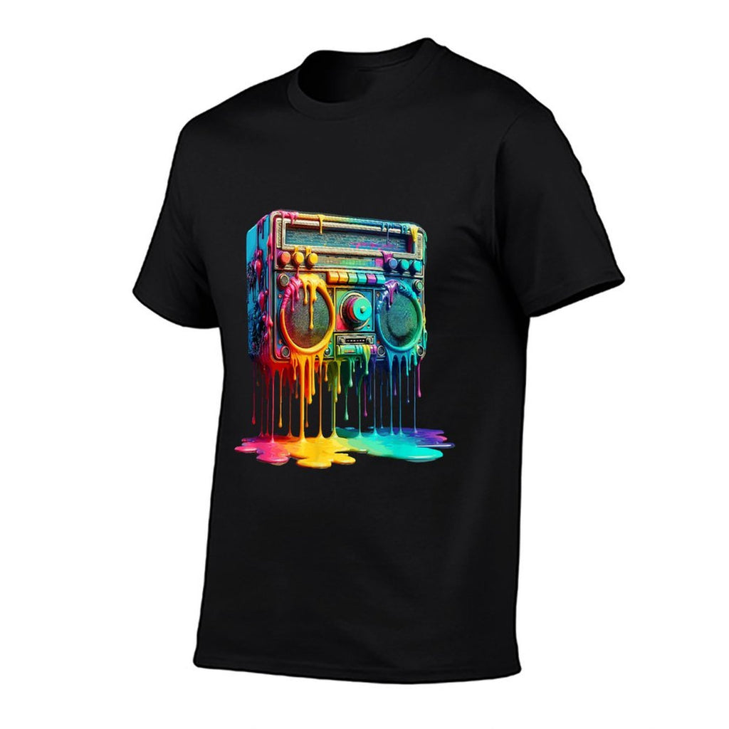 Dripping Paint Boombox Old School 80s Music Hip Hop  Versatile T-Shirt
