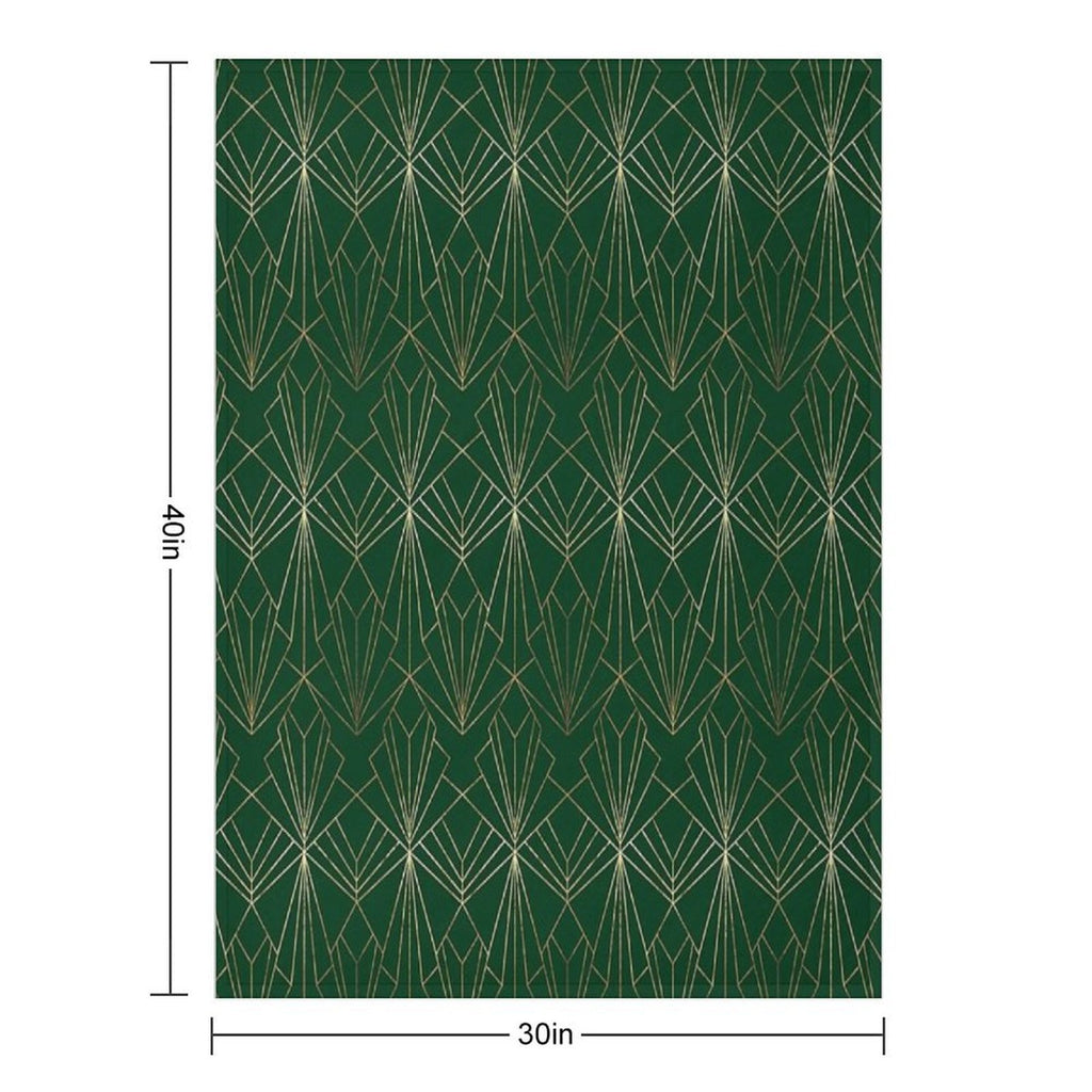 Art Deco in Emerald Green Machine-washable Throw Blanket