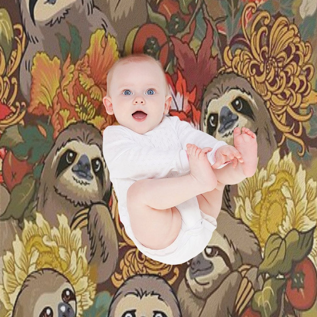 Because Sloths Autumn Plush Throw Blanket