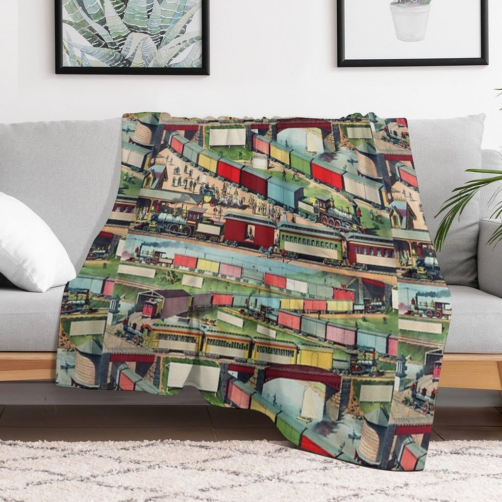 Antique Train Machine-washable Throw Blanket