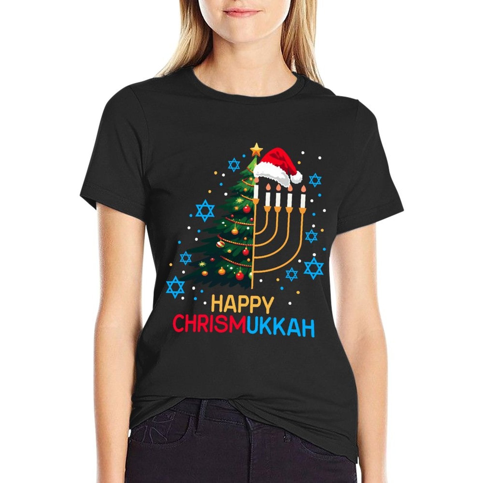 Happy Christmukkah Merry Christmas Hanukkah Jewish Festival  Easy-care T-Shirt