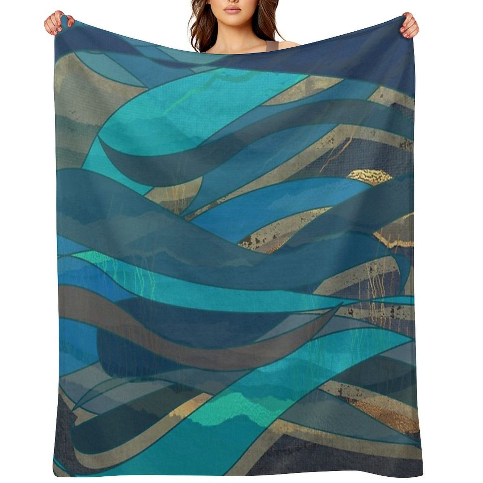 Magical Fantasy Ocean Scene for Wild Open Water Swimming, Deep Sea Divers.  Caroline Laursen Original Shrink-resistant Throw Blanket