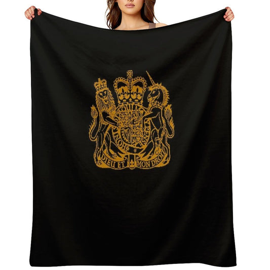 Elizabeth II Royal Coat of Arms Emblem Wrinkle-free Throw Blanket