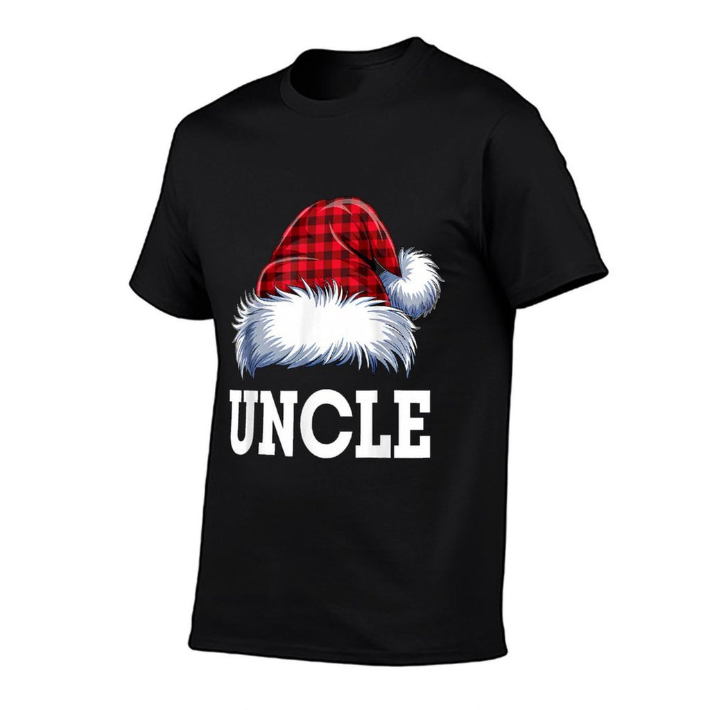 Uncle Santa Red Plaid Christmas Family Matching Pajamas Xmas  Cotton T-Shirt