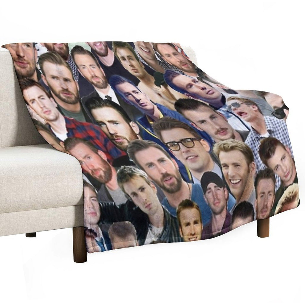 Chris Evans Collage Quick-dry Throw Blanket