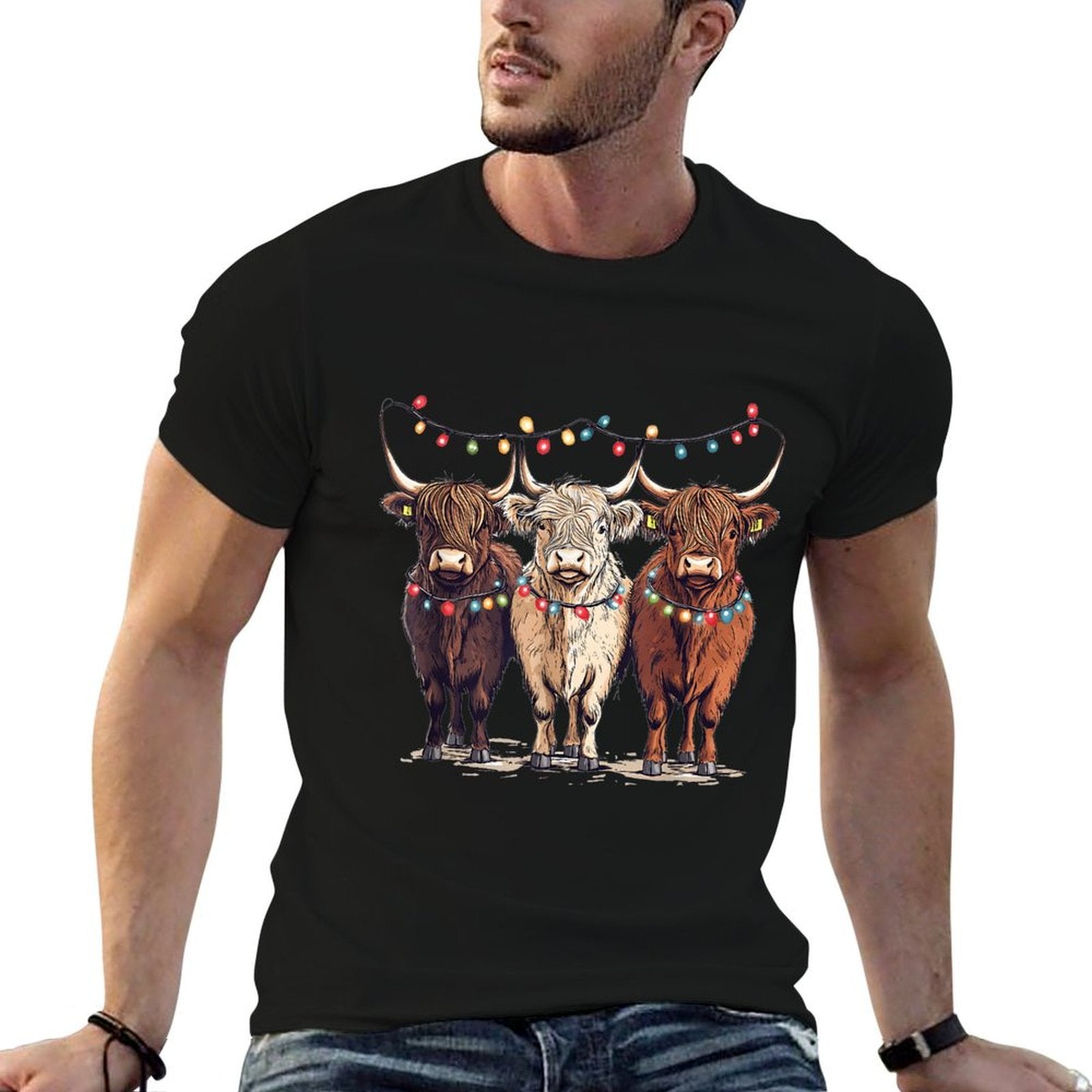 Western - Funny Christmas Cows - Country Christmas  Durable T-Shirt