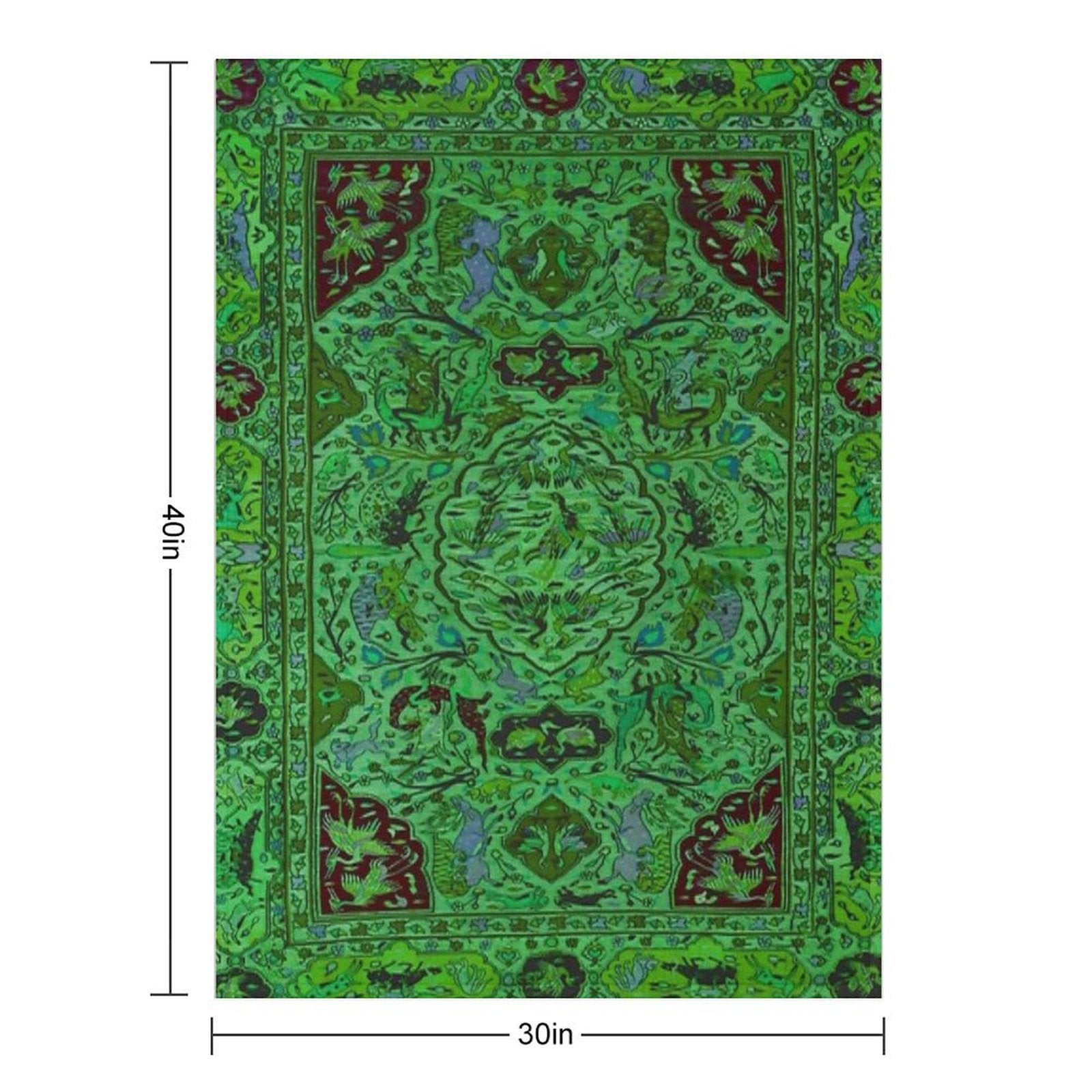Carpet Pattern in Green And Blue Multi-functional Throw Blanket