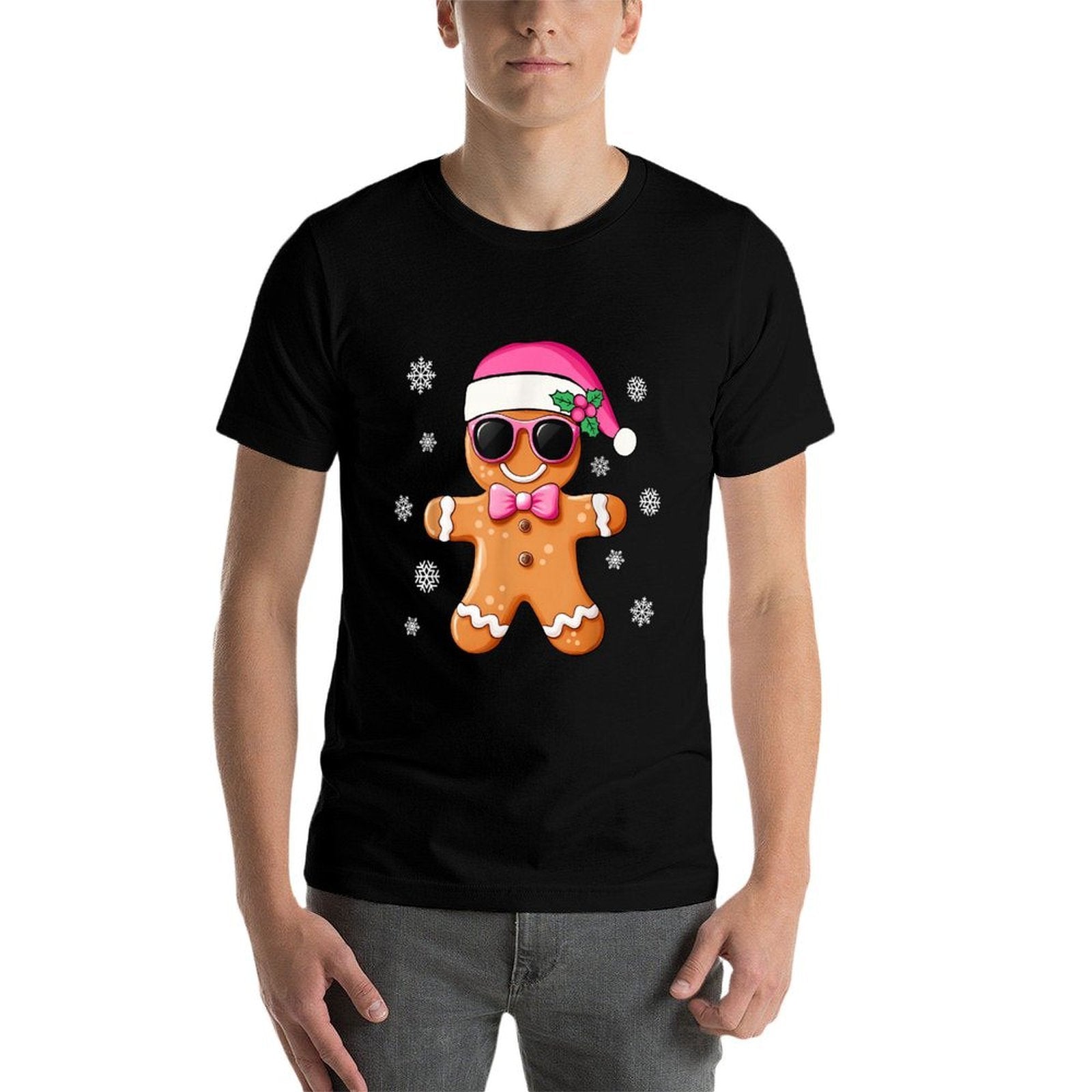Gingerbread Man Pink Christmas Cookie Costume Baking Team  Moisture-wicking T-Shirt