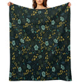 Turquoise, Yellow, Green & Dark Blue Floral Pattern Versatility Throw Blanket