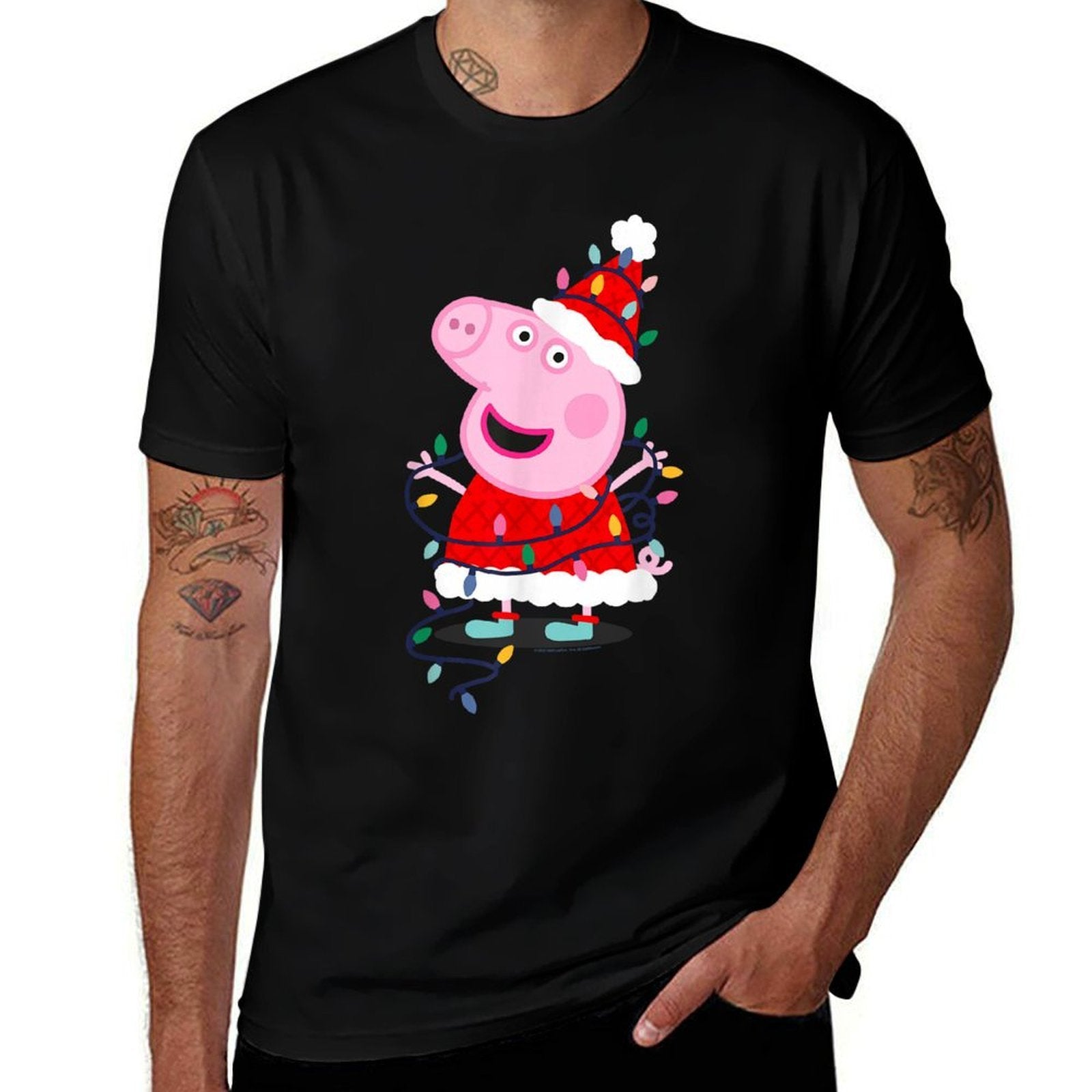 Peppa Pig Christmas Lights  Heathered Texture T-Shirt