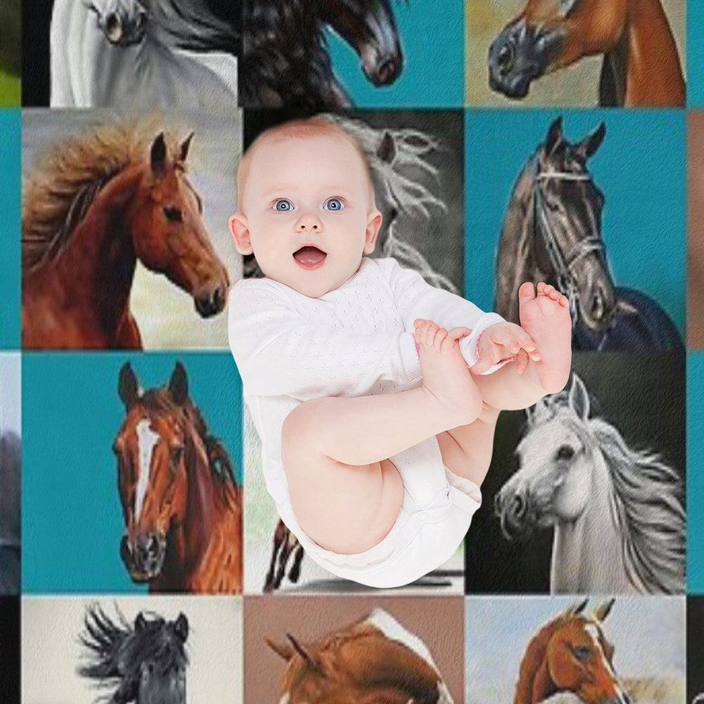Horse Blanket Plush Throw Blanket