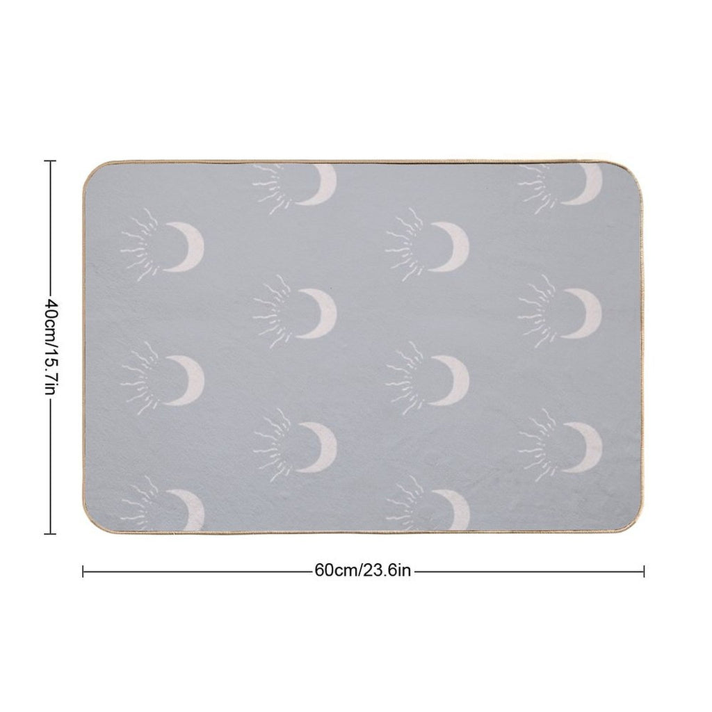 Cute Sun And Moon Design Boho Aesthetic In Muted Colors Stone Blue  Odorless Bath Mat