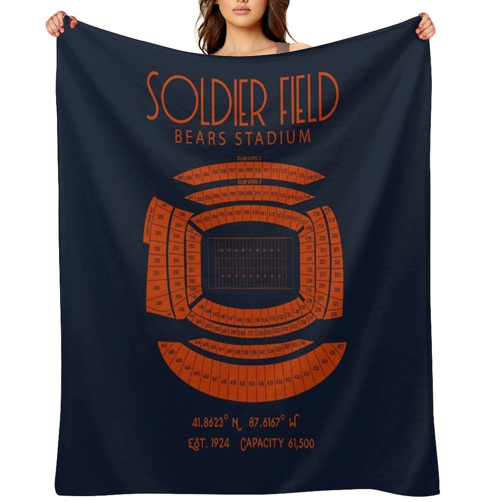 Chicago Bears Soldier Field Poster Print Compact Throw Blanket