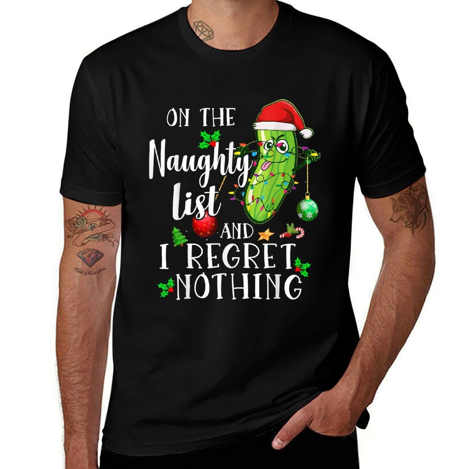 On The Naughty List And I Regret Nothing Funny Christmas  Moisture-wicking T-Shirt
