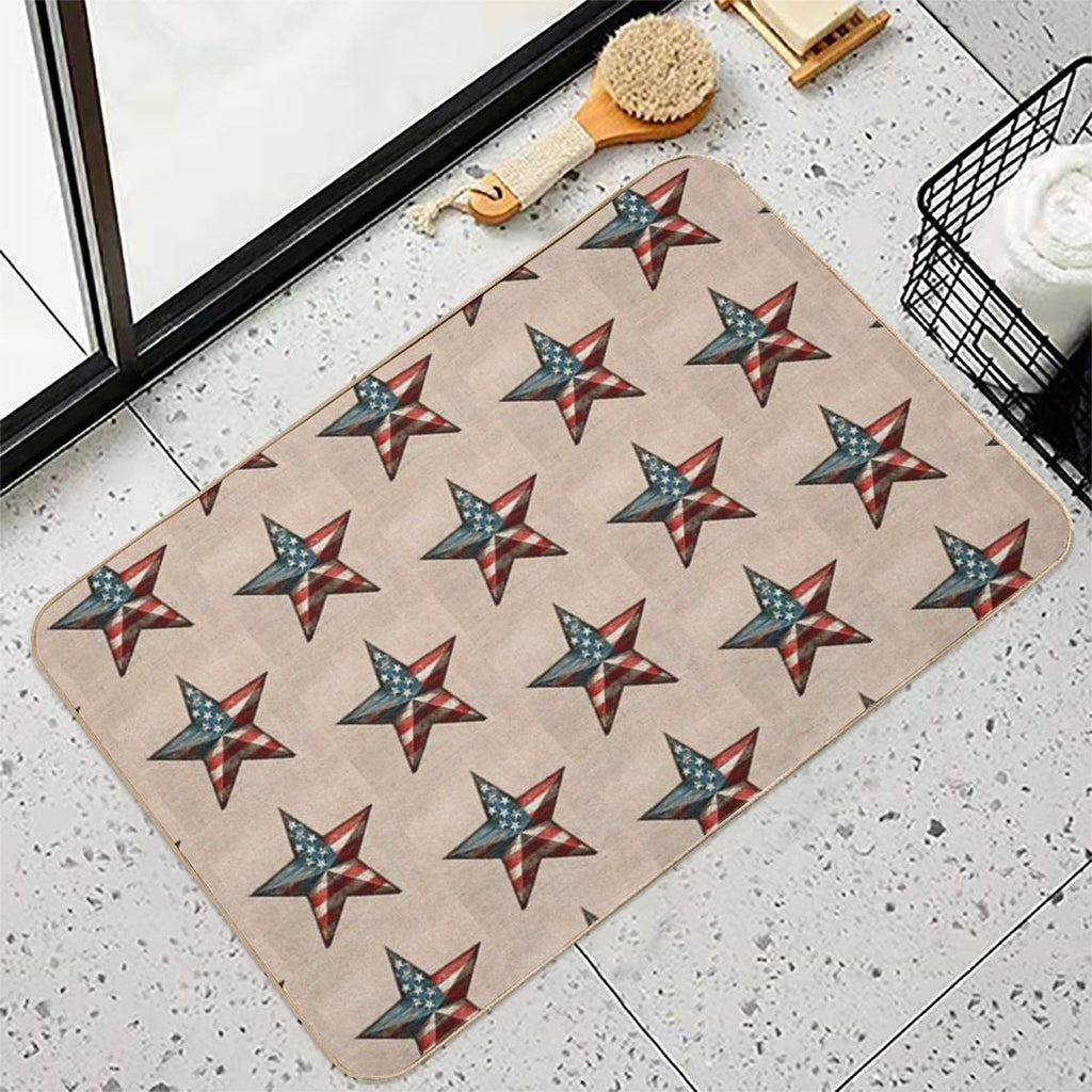 Rustic American Flag Star - Patriotic Wall Art  High-Traffic Bath Mat