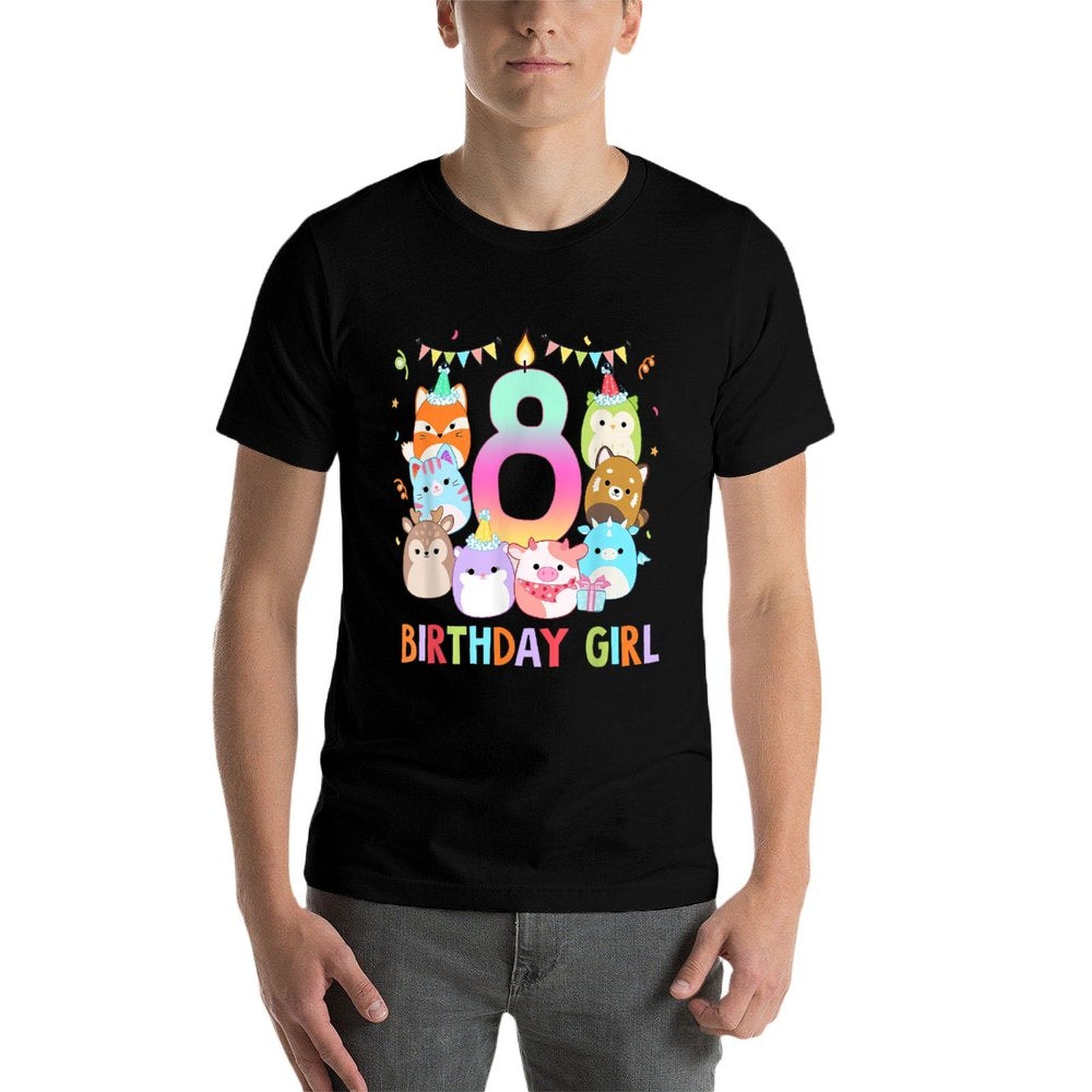 Happy 8th Birthday Squish Squad Mallow Girls 8 Year Old  Durable T-Shirt