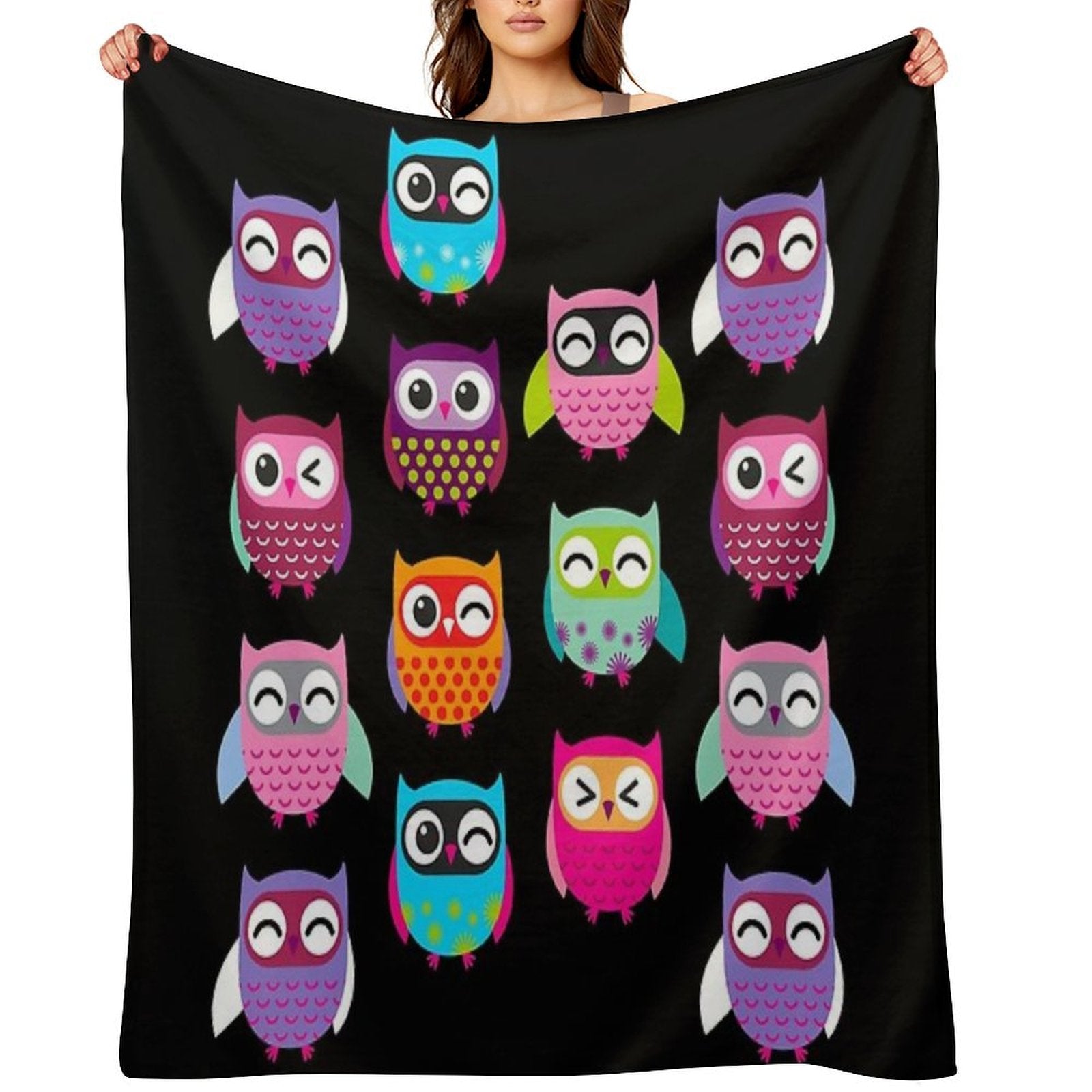 Cute Colorful Owls Versatility Throw Blanket