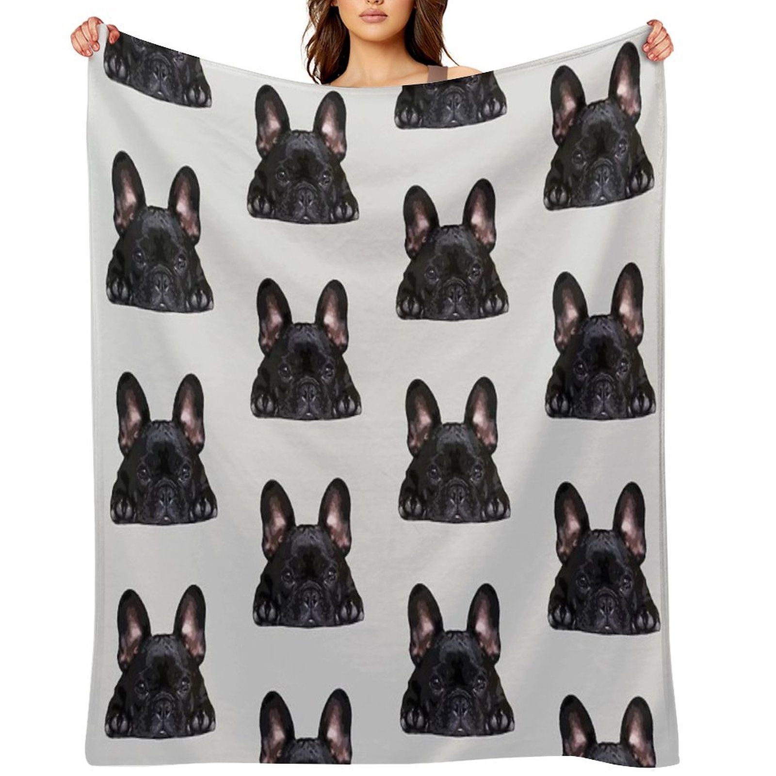 French Bulldog Black Puppy Dog Multi-functional Throw Blanket