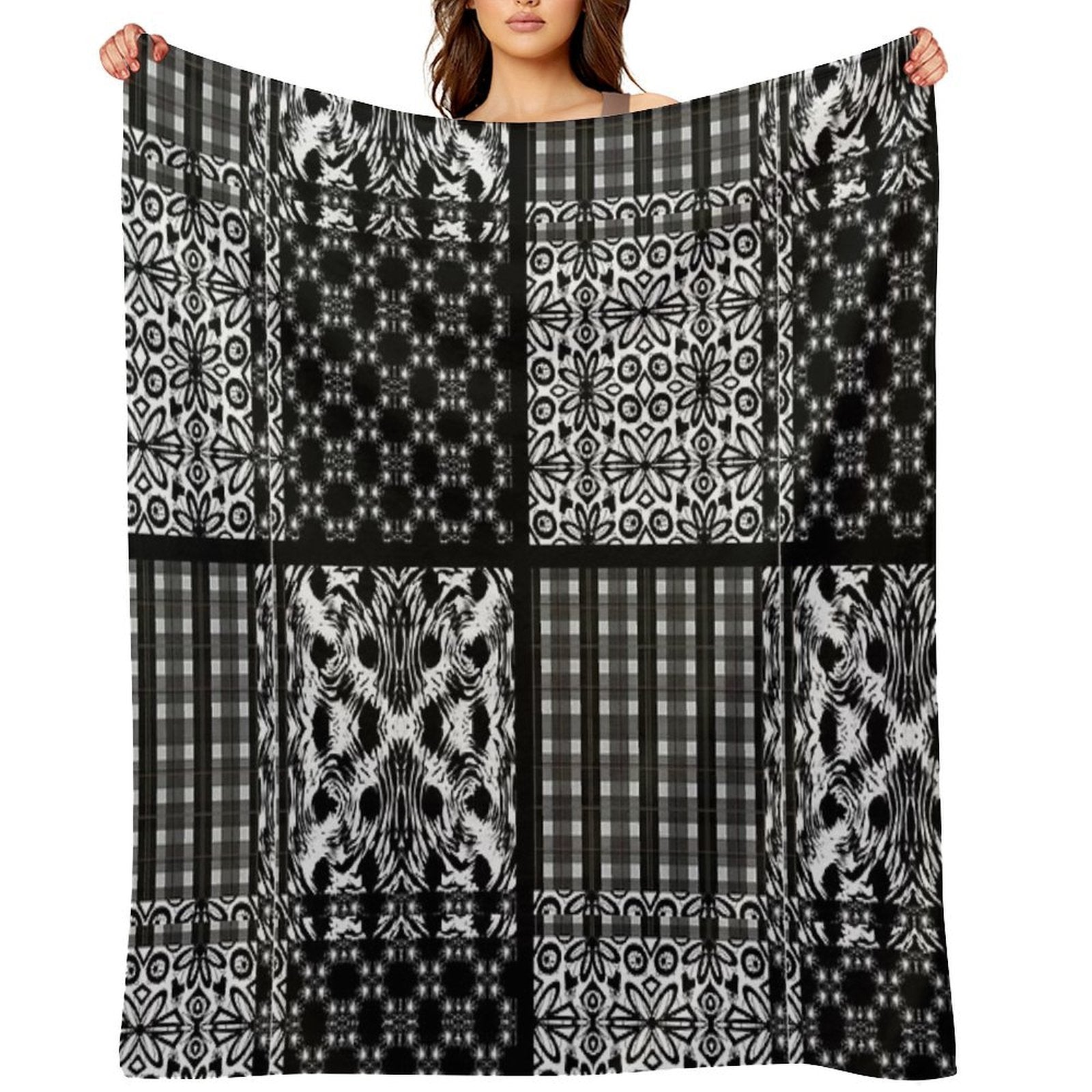 Mixed Black And White Pattern Gift-ready Throw Blanket
