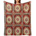Aubusson 19th Century French Rug Print Velvety-soft Throw Blanket