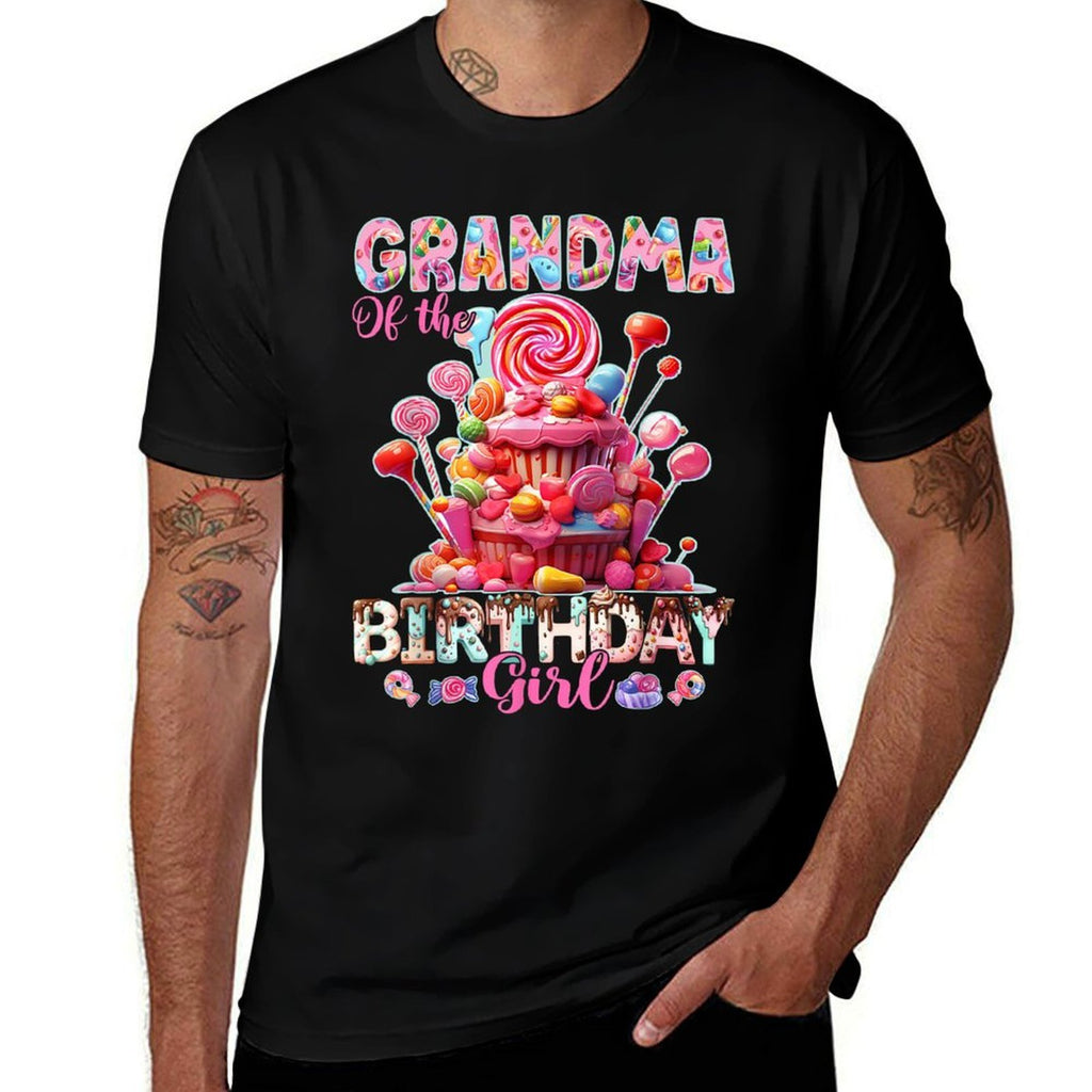 Grandma of The Birthday for Girl Sweet Candy Matching Family  Durable T-Shirt