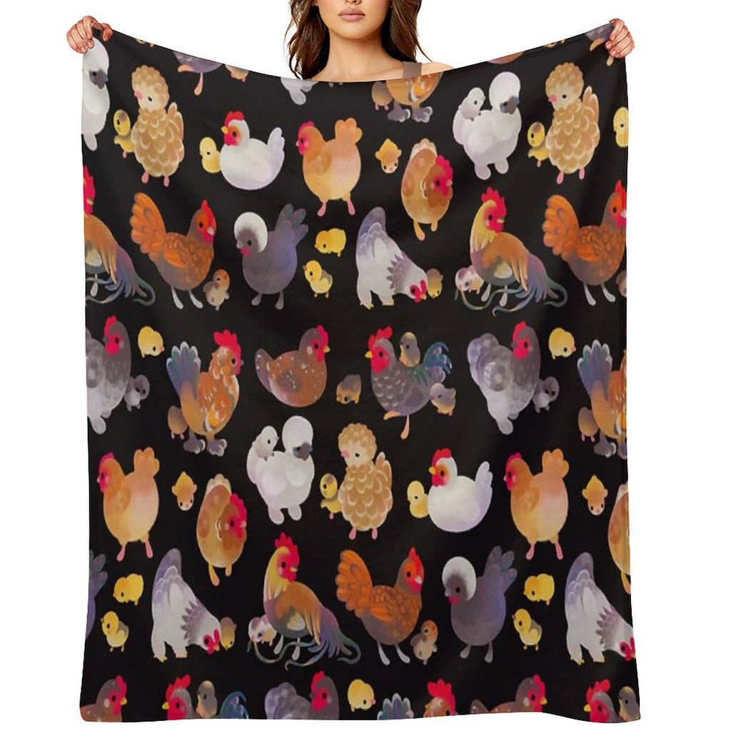 Chicken And Chick - Dark Gift-ready Throw Blanket