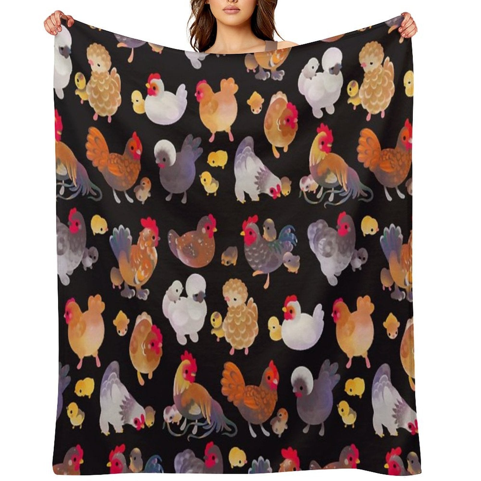 Chicken And Chick - Dark Gift-ready Throw Blanket