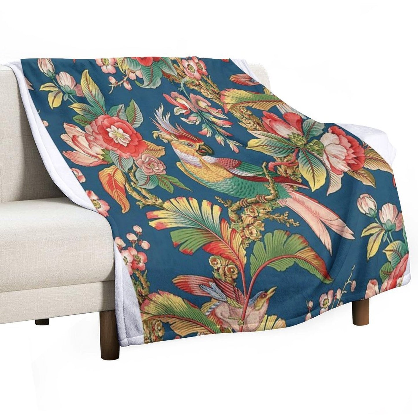Antique French Chinoiserie in Blue Wrinkle-free Throw Blanket