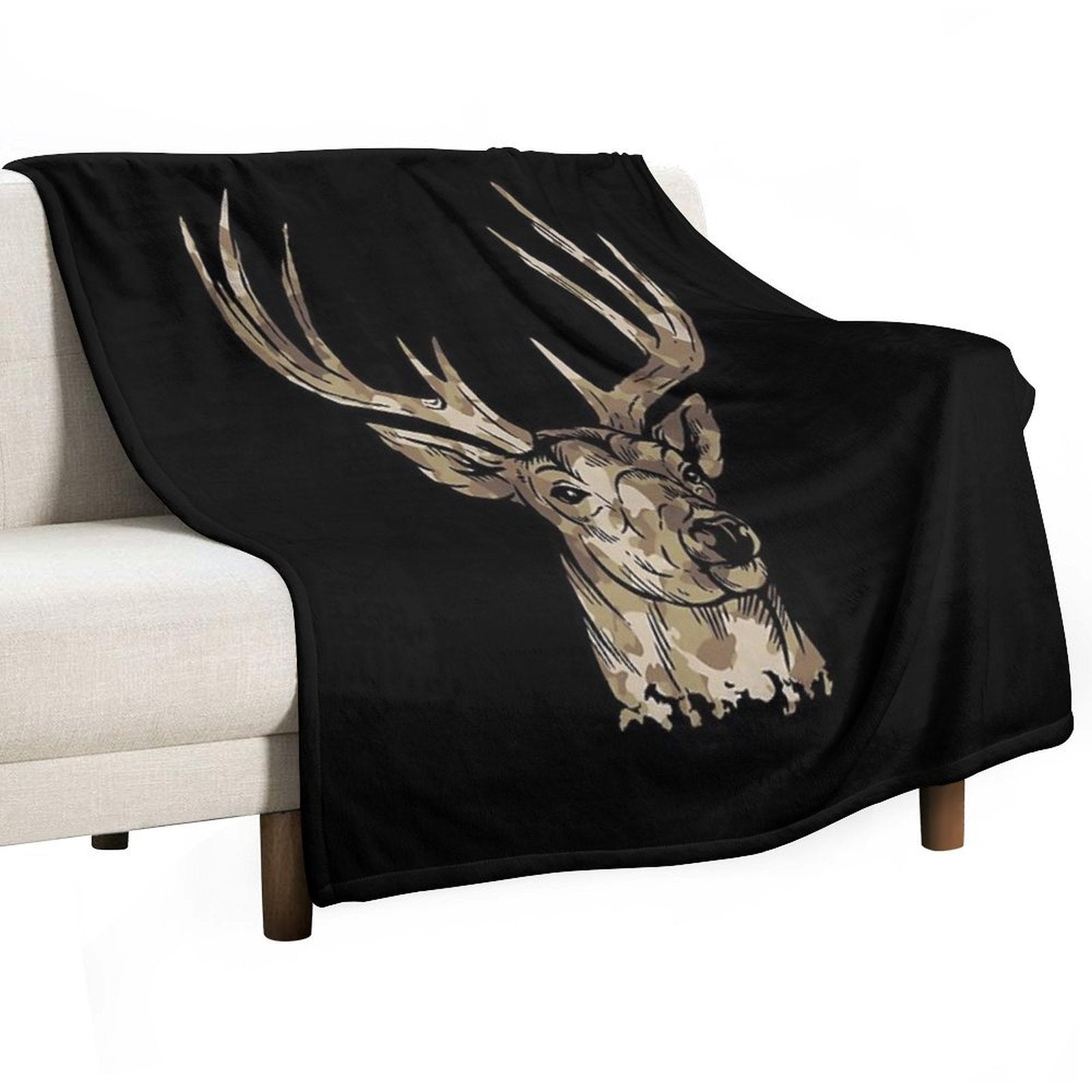 Deer Gear for Hunters - Camo Whitetail Buck Product Gift-ready Throw Blanket