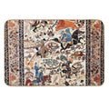 Blue Antique Persian Isfahan Silk Rug with Flowers Animals Print  Multi-Purpose Bath Mat