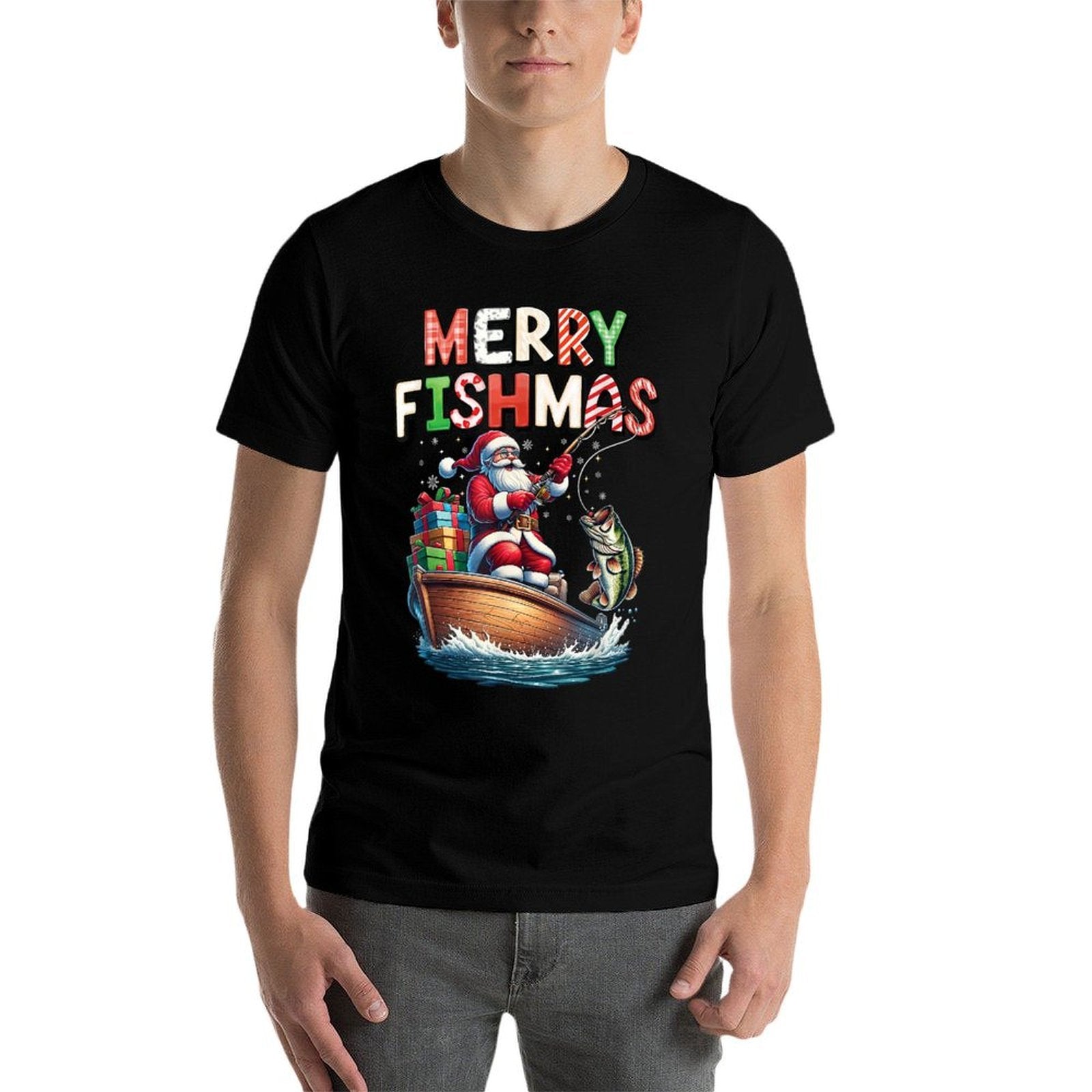 Merry Fishmas Santa Fishing Lovers Funny Fisherman Christmas  Soft T-Shirt