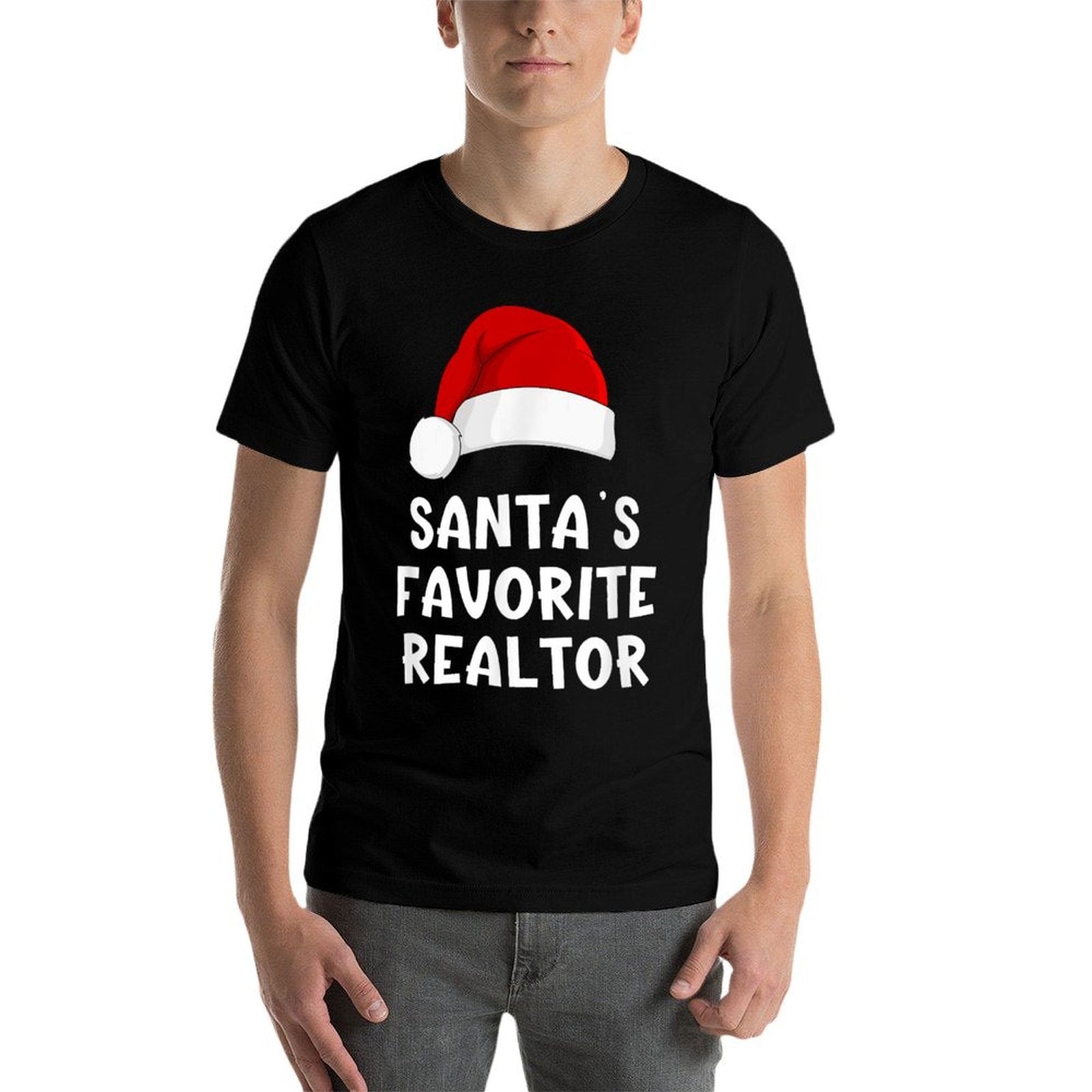 Christmas Santas Favorite Realtor Funny Real Estate Agent  Fade-proof Color T-Shirt