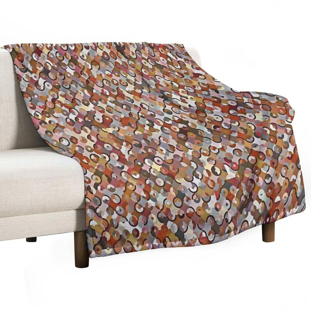 Circle Pattern in Soft Shades of Brown, Cream & Gold Sustainable Throw Blanket