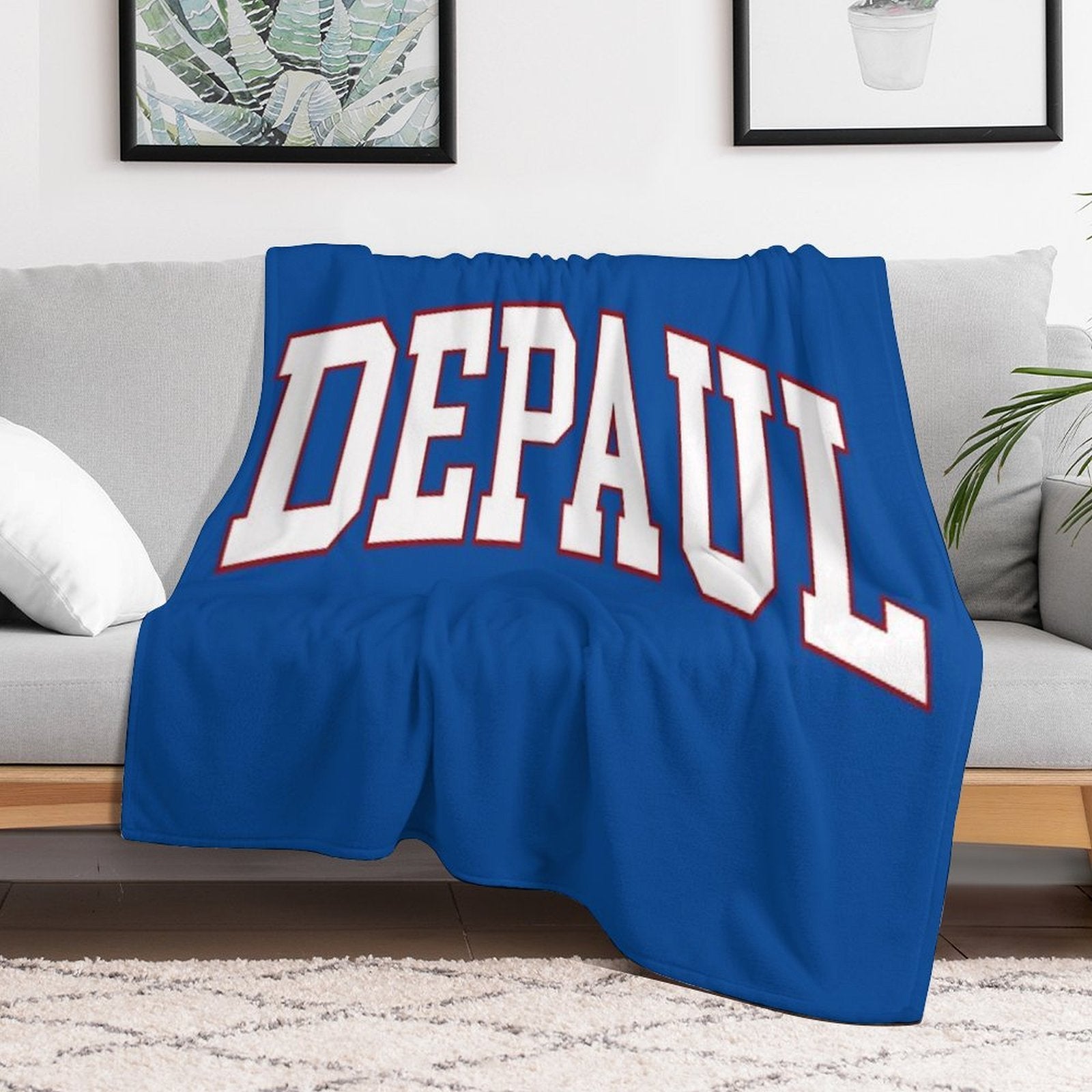 Depaul - Varisty Font Curved Easy Care Throw Blanket