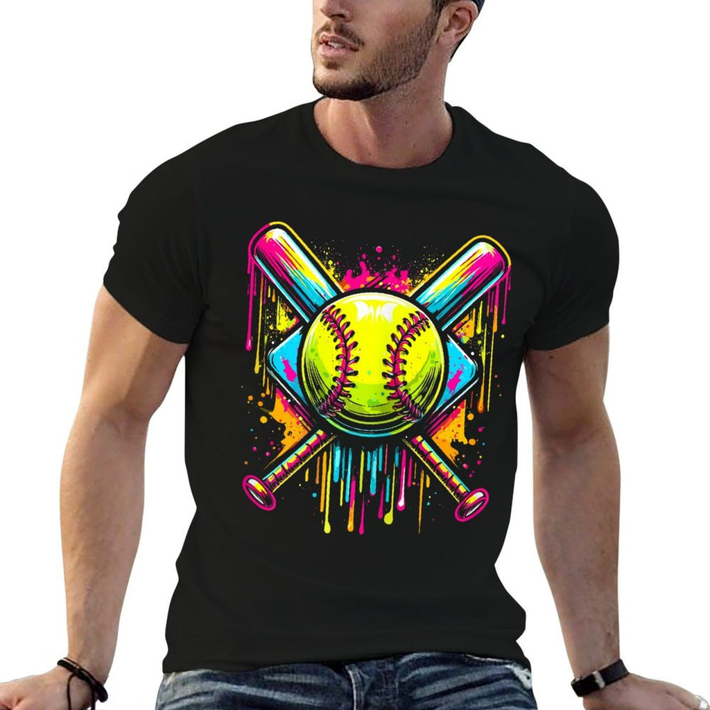Softball Girl Ice Cream Softball Drip  Relaxed-fit T-Shirt