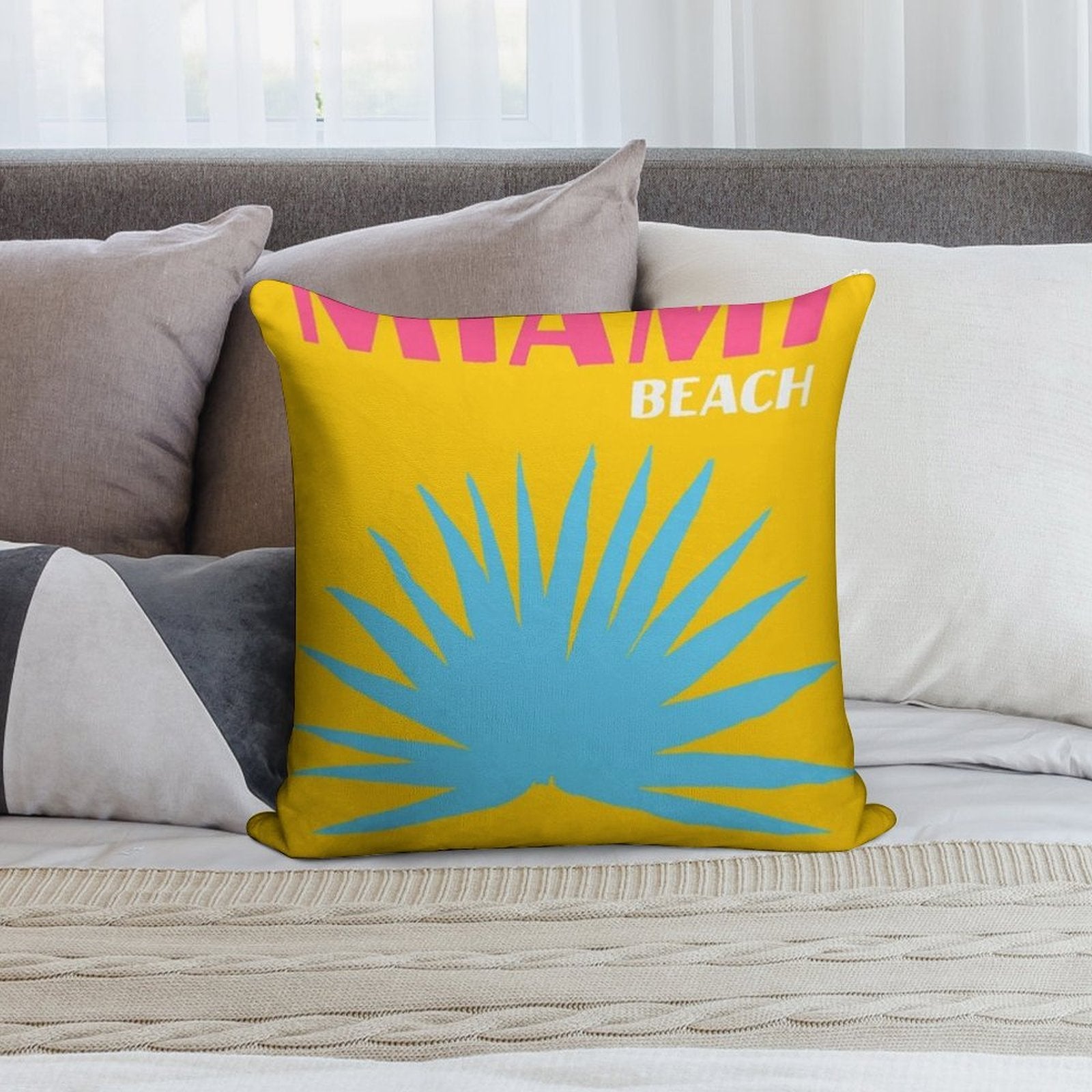 Miami Beach Asouline Soft High-Density Material Throw Pillow