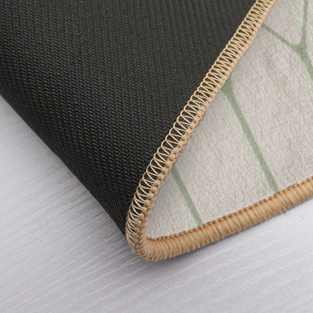 Long Honeycomb Minimalist Geometric Pattern in Beige And Sage  Fade-Resistant Bath Mat